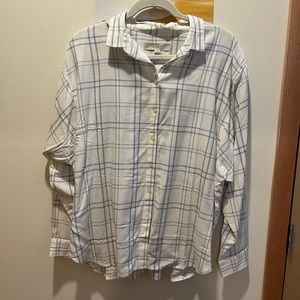 Loft light blue and white plaid button down